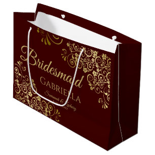 Sacola Para Presentes Grande Auburn Brown e Dourada ponte Elegante