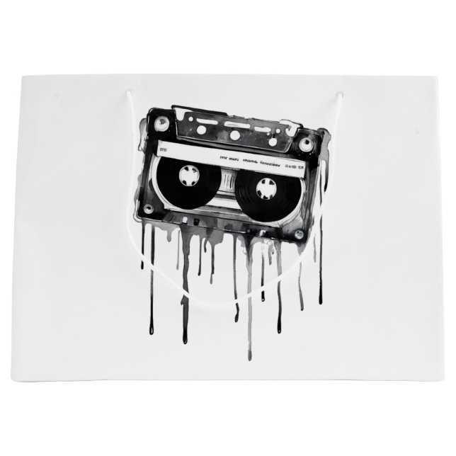 Sacola Para Presentes Grande Audiocassete de Vintage (Frente)