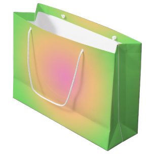 Sacola Para Presentes Grande Aura de Ombre Verde Cor-de-Rosa Verde