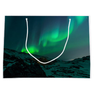 Sacola Para Presentes Grande Aurora boreal verde