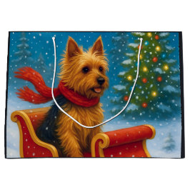 Sacola Para Presentes Grande Australian Terrier Holiday 