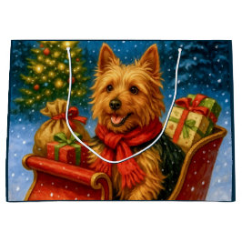 Sacola Para Presentes Grande Australian Terrier Holiday 