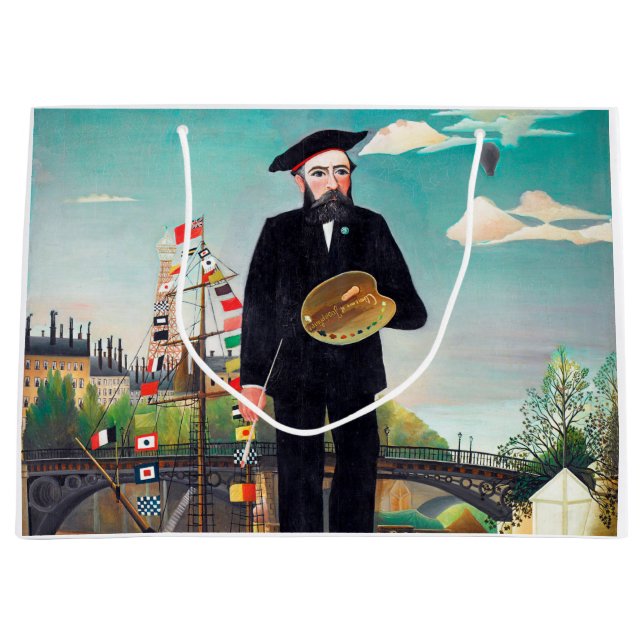 Sacola Para Presentes Grande autorretrato, paisagem, Rousseau (Frente)
