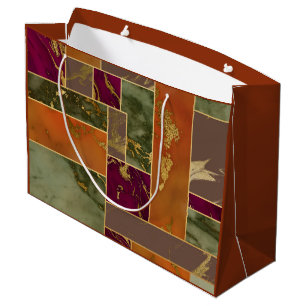 Sacola Para Presentes Grande Autumn Luxury Mármore geométrico Dourado