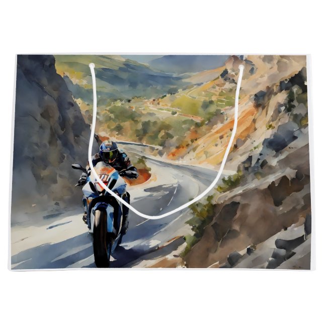 Sacola Para Presentes Grande Aventura de Alta Velocidade em Paisagem Montanha V (Frente)