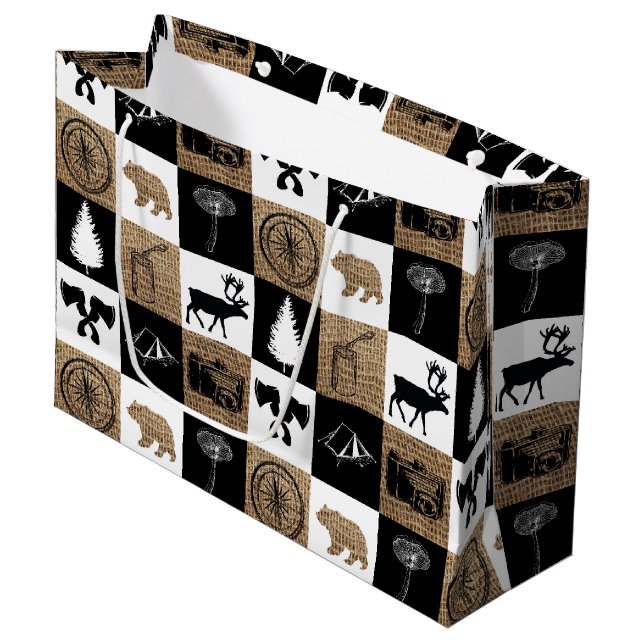 Sacola Para Presentes Grande Aventura Rustic Camping Outdoor (Frente inclinada)