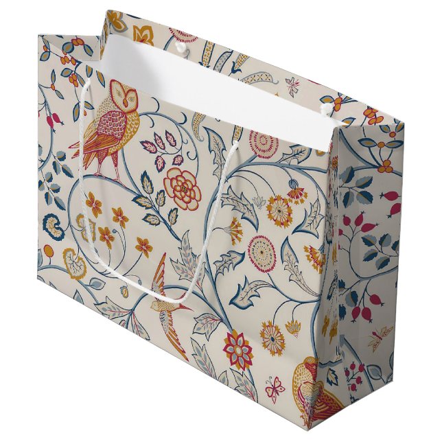 Sacola Para Presentes Grande Aves e Flores, William Morris Large Gift Bag (Frente inclinada)
