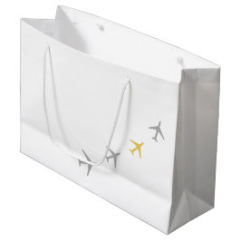 Sacola Para Presentes Grande Aviões de Cinza Amarelo Aviões Aviões Aviários Voo