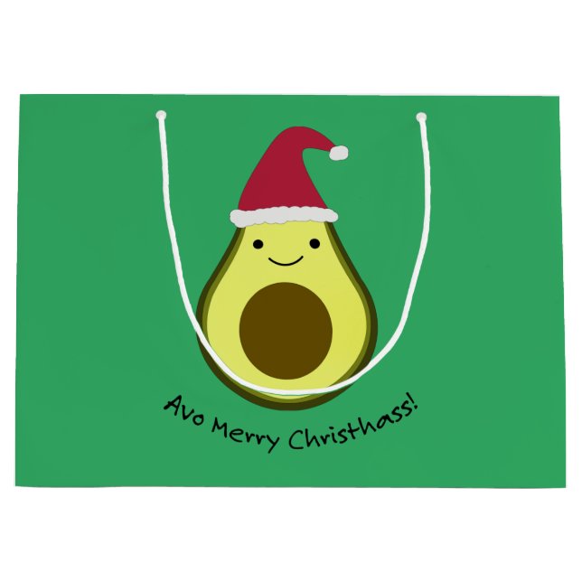 Sacola Para Presentes Grande Avo Feliz Christhass Avocado (Frente)