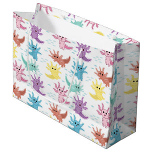 Sacola Para Presentes Grande Axolotl Kids Cute Salamander Patterno