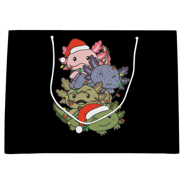 Sacola Para Presentes Grande Axolotl Natal Árvore Animais de Natal Axolots (Frente)