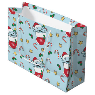 Sacola Para Presentes Grande Axolotl Natal Neve Animais de inverno Axolots