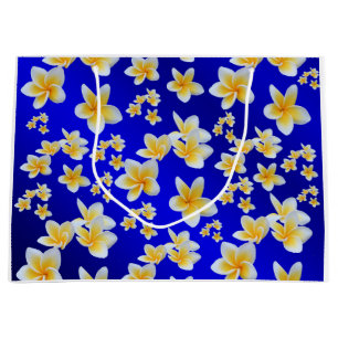 Sacola Para Presentes Grande azul,asiático, amarelo, branco, florescente, brilh