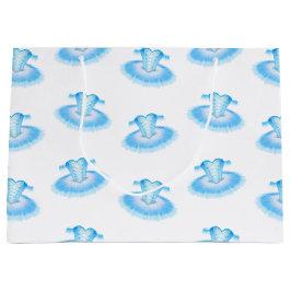 Sacola Para Presentes Grande Azul Balé Aniversário Tutu Watercolor