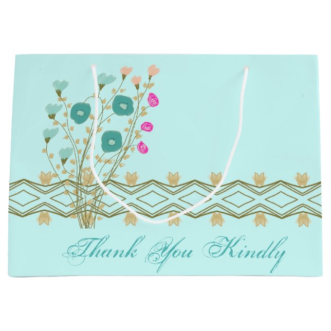 Sacola Para Presentes Grande Azul claro bonito (Frente)