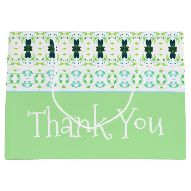 Sacola Para Presentes Grande Azul claro e verde (Frente)