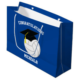 Sacola Para Presentes Grande Azul de Graduação de Voleibol