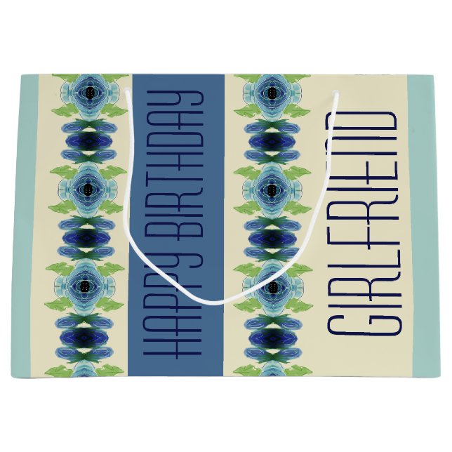 Sacola Para Presentes Grande Azul Escuro E Claro Padrão (Frente)