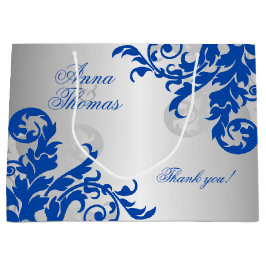 Sacola Para Presentes Grande Azul Real e Flourado