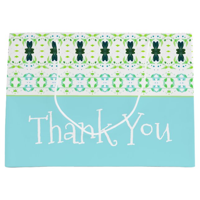 Sacola Para Presentes Grande Azul Teal e Verde limão (Frente)