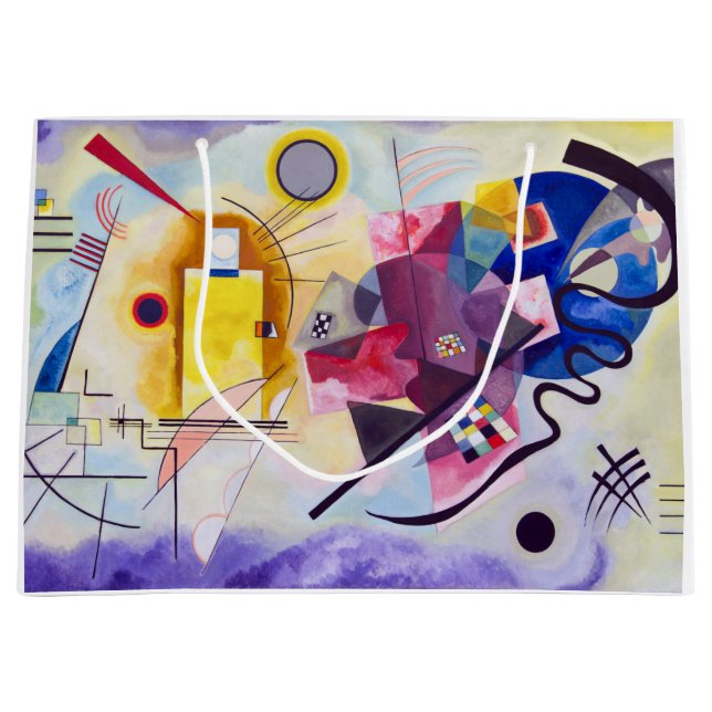 Sacola Para Presentes Grande Azul Vermelho Amarelo, Wassily Kandinsky (Frente)