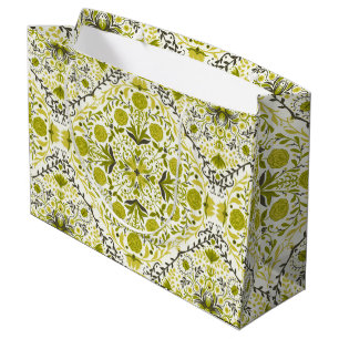 Sacola Para Presentes Grande Azulejos Florais em verde