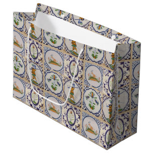 Sacola Para Presentes Grande Azulejos Holandeses Antigos Delft do Século XVII a