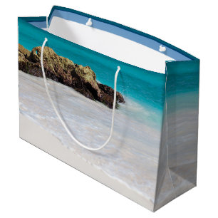 Sacola Para Presentes Grande Azure Ocean Sandy Beach Photo