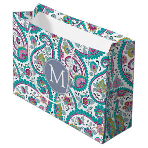 Sacola Para Presentes Grande B Pérsico Boteh Paisley Pattern Monograma LGift B