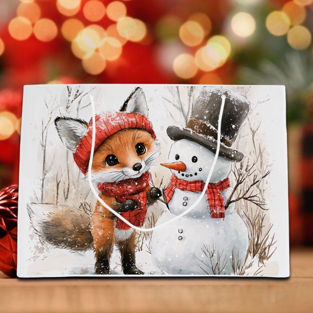 Sacola Para Presentes Grande Baby Fox e Snowman (Criador carregado)