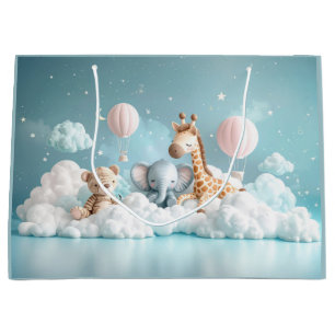 Sacola Para Presentes Grande Baby Giraffe com todos os seus amigos
