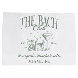 Sacola Para Presentes Grande Bach Club Personalizado Bachelorette Retro Cocktai