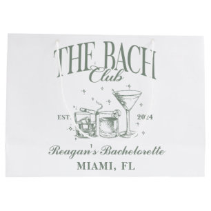 Sacola Para Presentes Grande Bach Club Personalizado Bachelorette Retro Cocktai