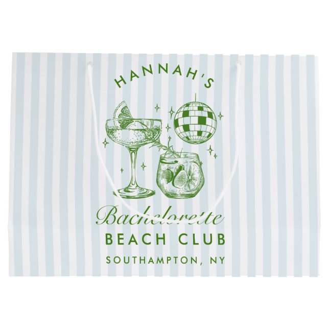 Sacola Para Presentes Grande Bachelorette Azul de Imagem Moderna (Verso)