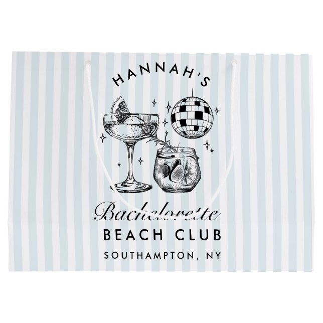 Sacola Para Presentes Grande Bachelorette Azul de Imagem Moderna (Verso)