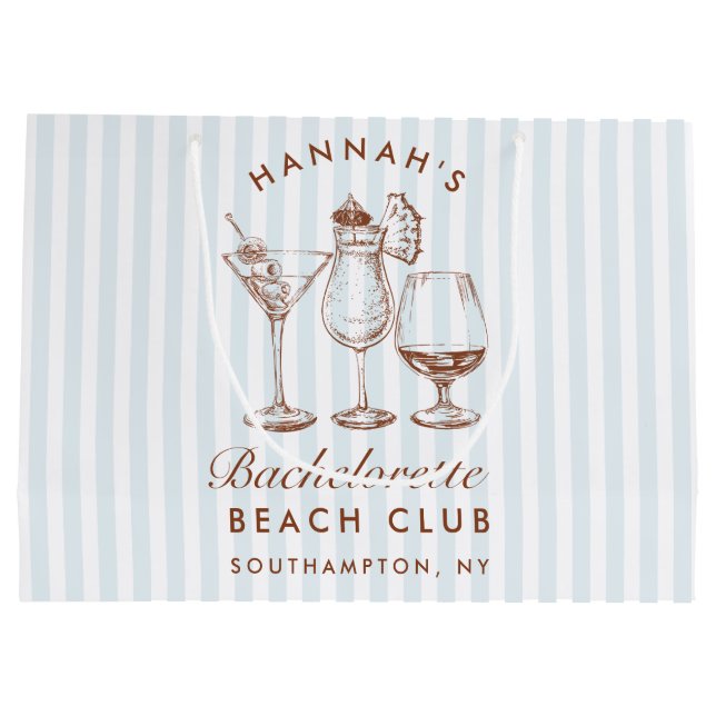 Sacola Para Presentes Grande Bachelorette Azul de Imagem Moderna (Verso)