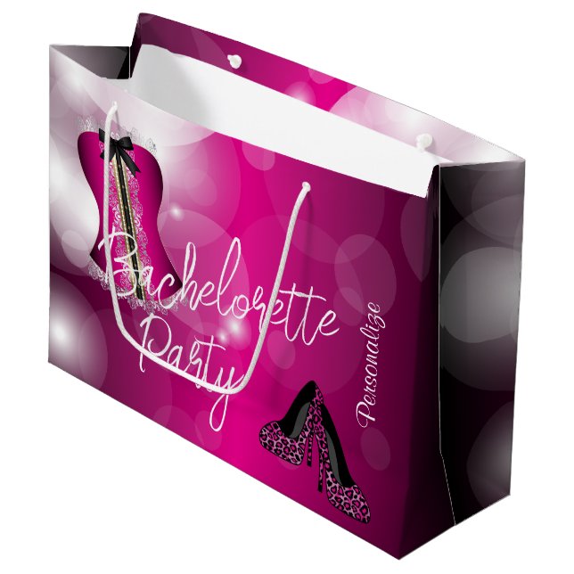Sacola Para Presentes Grande Bachelorette de Lingerie glamourosa | Barco Rosa Q (Frente inclinada)