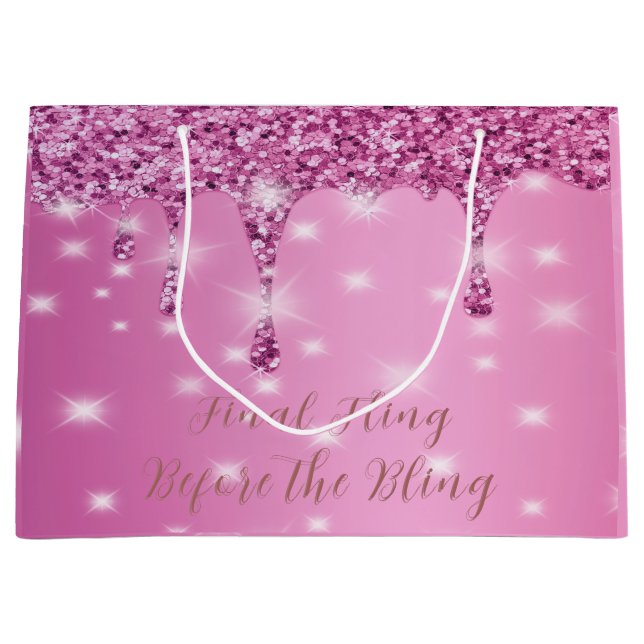 Sacola Para Presentes Grande Bachelorette Elegante Rosa Quente (Frente)