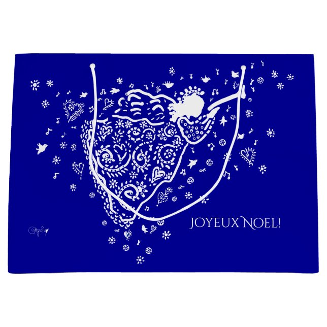 Sacola Para Presentes Grande Bag de presente de anjo azul e branco (Frente)