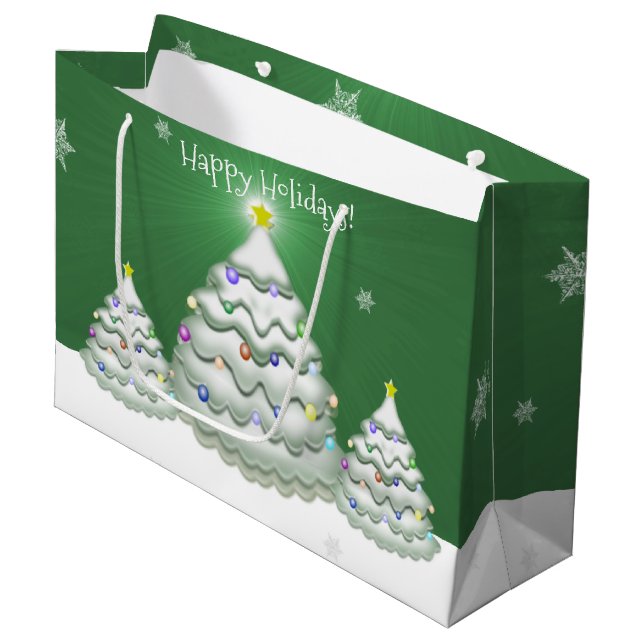 Sacola Para Presentes Grande Bag de presente de árvore de Natal verde (Frente inclinada)