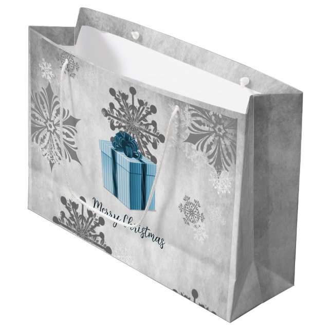 Sacola Para Presentes Grande Bag de presente de Natal azul (Frente inclinada)