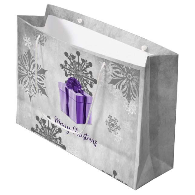 Sacola Para Presentes Grande Bag de presente de Natal roxo (Frente inclinada)