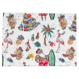 Sacola Para Presentes Grande Bag de presente de Natal tropical