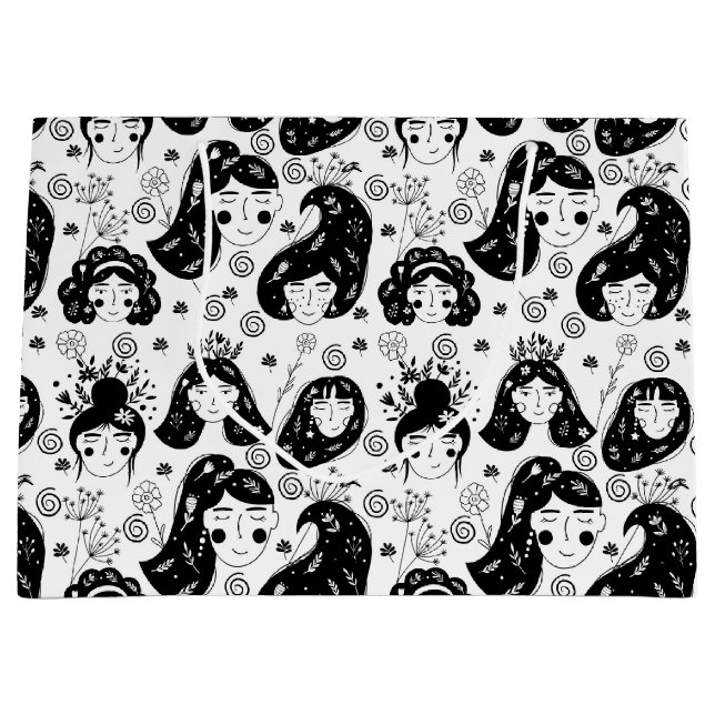 Sacola Para Presentes Grande Bag de presentes para crianças de flores brancas e (Frente)