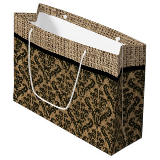 Sacola Para Presentes Grande Bag Dif Design Burlap Faux