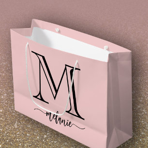 Sacola Para Presentes Grande Bag Dif Grande Preto-Cor-de-rosa-Blush Monograma