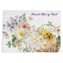 Sacola Para Presentes Grande Bag Floral Bee Gift