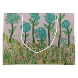 Sacola Para Presentes Grande Bag Floral Verde para Presentes