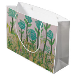 Sacola Para Presentes Grande Bag Floral Verde para Presentes