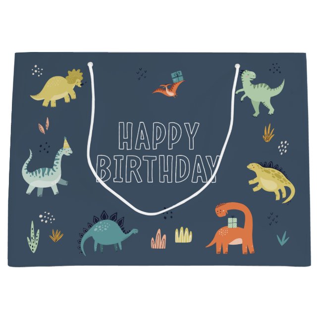 Sacola Para Presentes Grande Bag Gift Dinossauro Bonito (Frente)